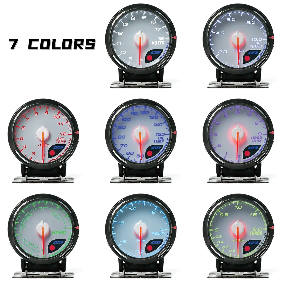 Tacómetro digital LED universal para coche de 60 mm 7 colores calibre 0-9000 RPM cara blanca Foto 2 de 4