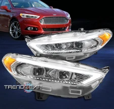 For 2013-2016 Ford Fusion LED Switchback Projector Headlight Headlamp Chrome L+R