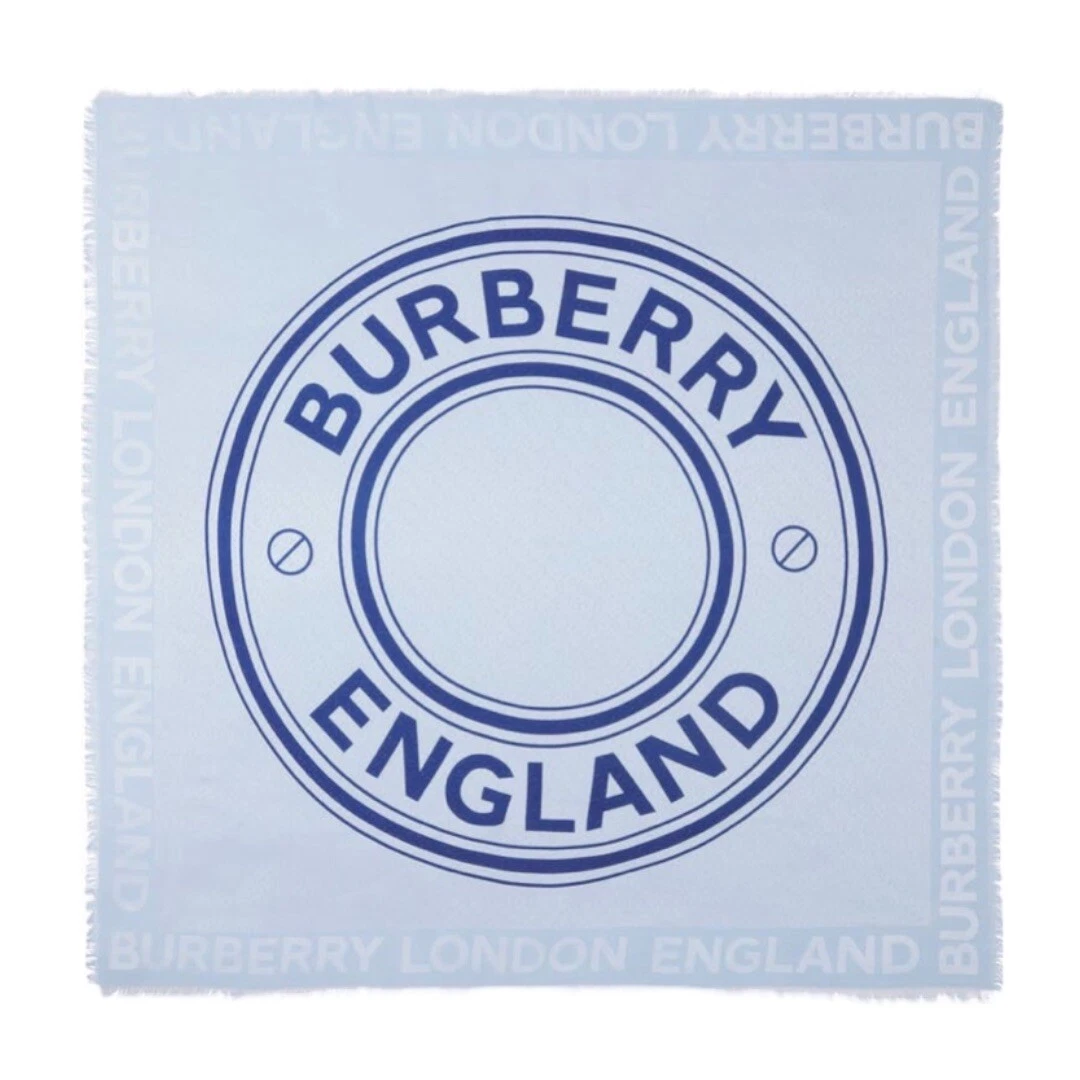 Burberry Pale Blue Logo TB Monogram Jacquard Silk And Wool Scarf 8042210  5045625654530 - Jomashop