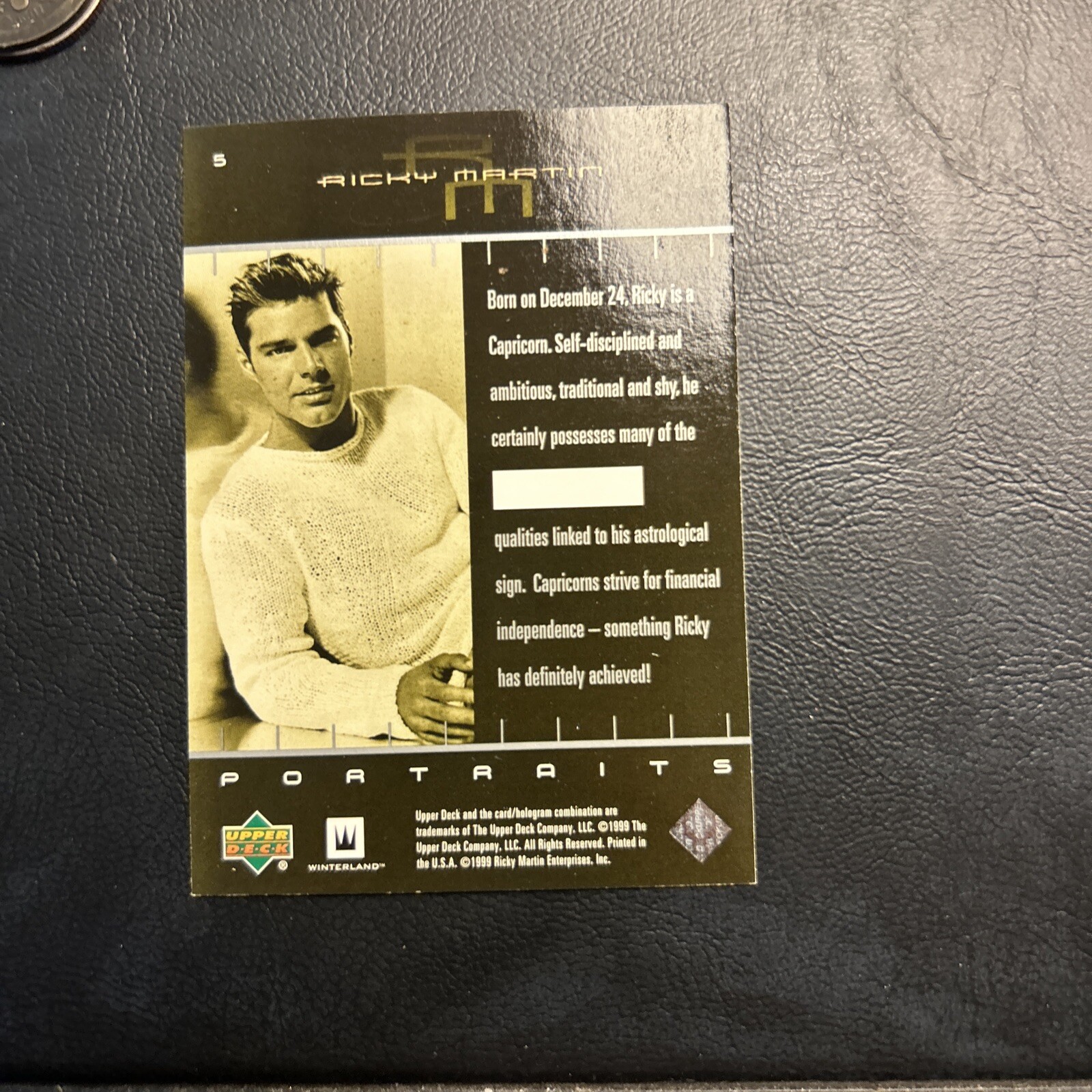 Jb3a 1999 upper Deck Ricky Martin #5 Portraits - Picture 2 of 2