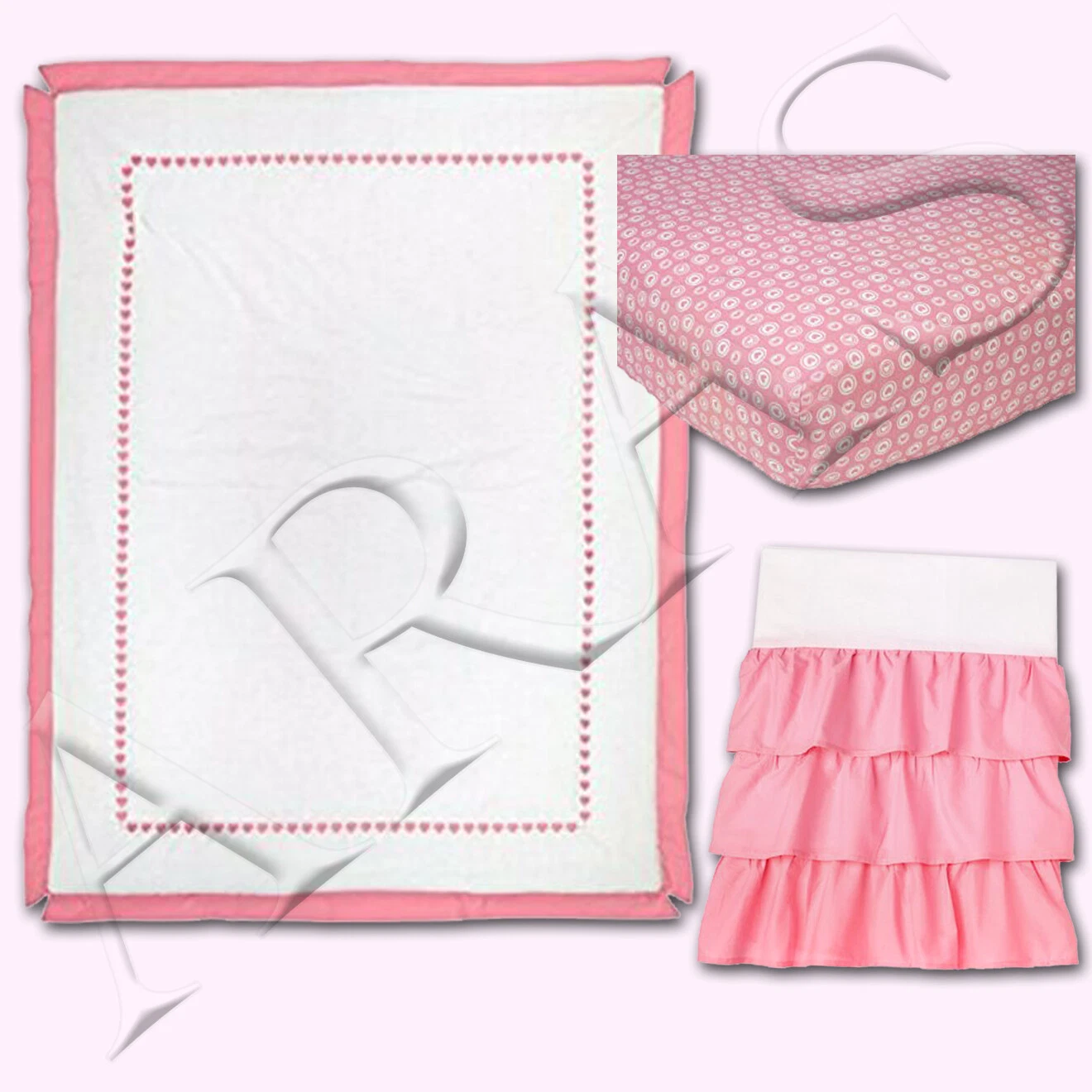Pink and White Hearts 3pc. Crib Bedding Set by Sadie & Scout