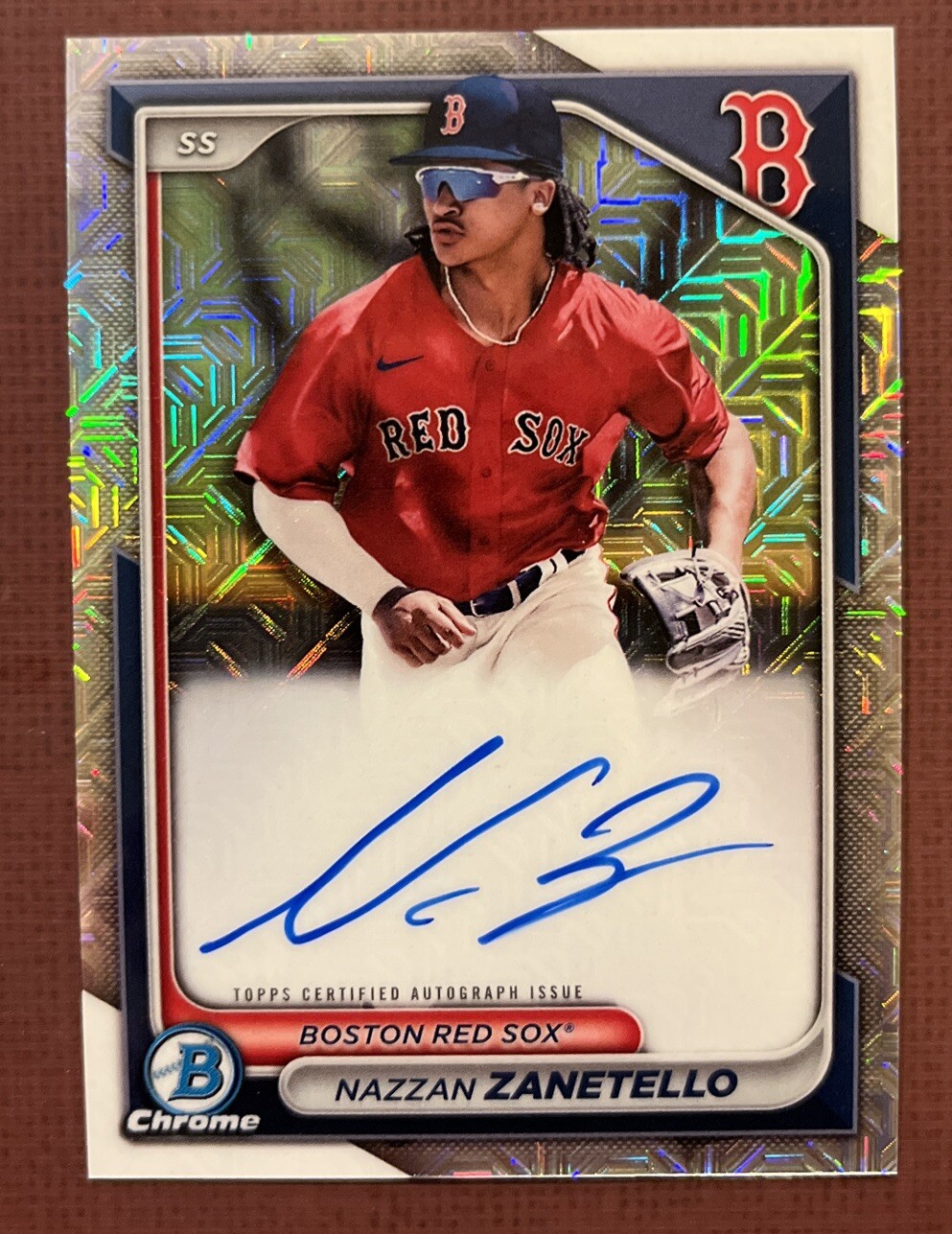 NAZZAN ZANETELLO 2024 BOWMAN MEGA MOJO CHROME REFRACTOR AUTO #BMA-NZ RED SOX