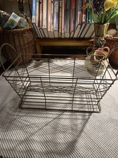Vtg Gold Wire French Country Basket Storage Display Farmhouse Rectangular 13 in
