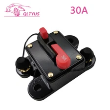 30AMP Circuit Breaker with Manual Reset  Fuse Holder for Car Audio 12V-48V DC