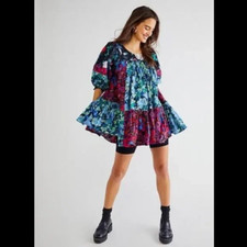 Free People Prairie Field Print Tunic Dress-XS-$168 MSRP-A602-18