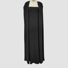 $8374 Valentino Women Black Square-Neck Silk Cape-Sleeve Gown Dress Size 40