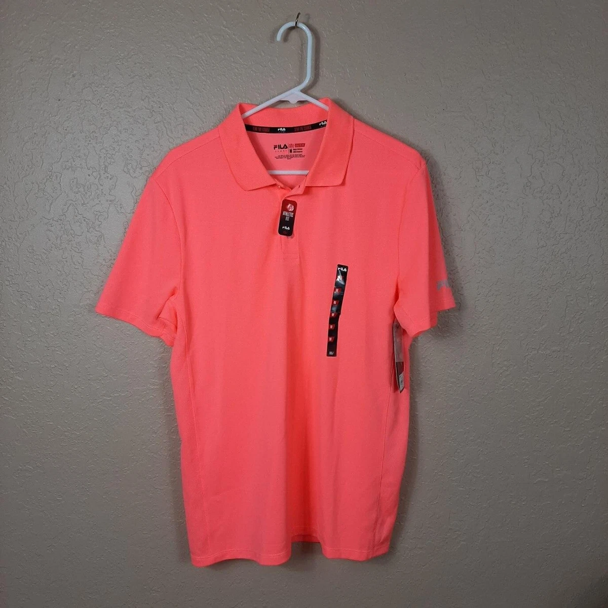 Fila Sport Golf Shirt Athletic Fit Mens Medium Polo Wicking Melon Flare Fitted