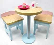 18" Doll Olivia's Little World Wooden Tall Table & Chairs Fits American Girl