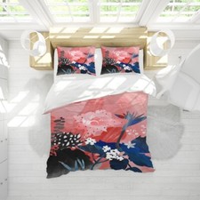 3D Floral Leaves Watercolor Pink Quilt Cover Set Duvet Cover Bedding Pillowcases