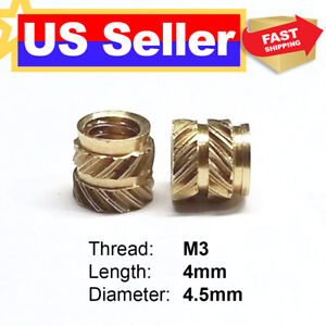 100x Insert Embedment Nut 3D Printer M3 Thread Knurled Brass Threaded Heat Set 