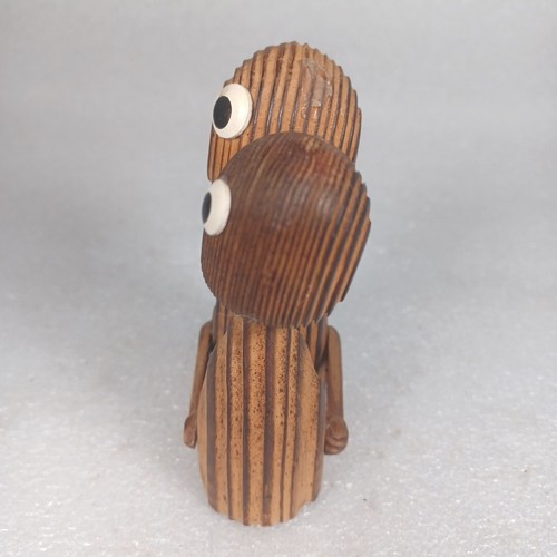 Vintage Cryptomeria Wooden Pair Couple Wood Singing Human Figurines Japan MCM - Picture 3 of 8