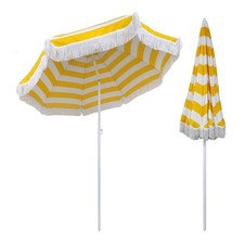 Beach Umbrella Tassel Patio Umbrella UPF 50 Garden Table Umbrella Adjustable