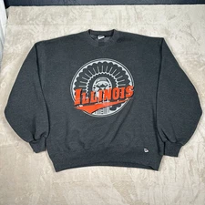 VTG Illinois Fighting Illini NCAA Russell Athletic Sweatshirt Gray Men’s Size XL