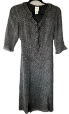 Garnet Hill Dress Womens 4 Midi 100% Silk Ruffle Cocktail Elegant V-Neck