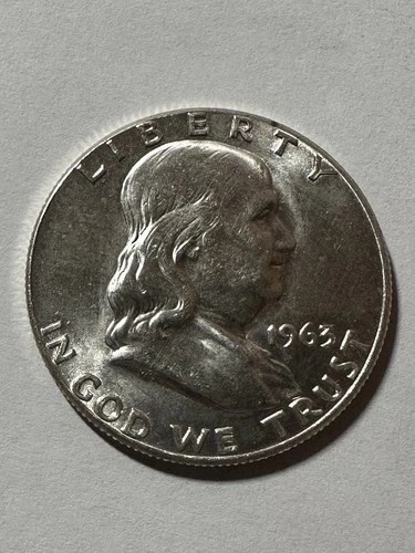 1963 P Franklin Half Dollar 0.50c AU Circulated 90% SILVER Philadelphia Mint