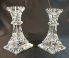 Set of 2 Waterford Lismore Cut Crystal Tall Light Candlesticks Square Base 10''