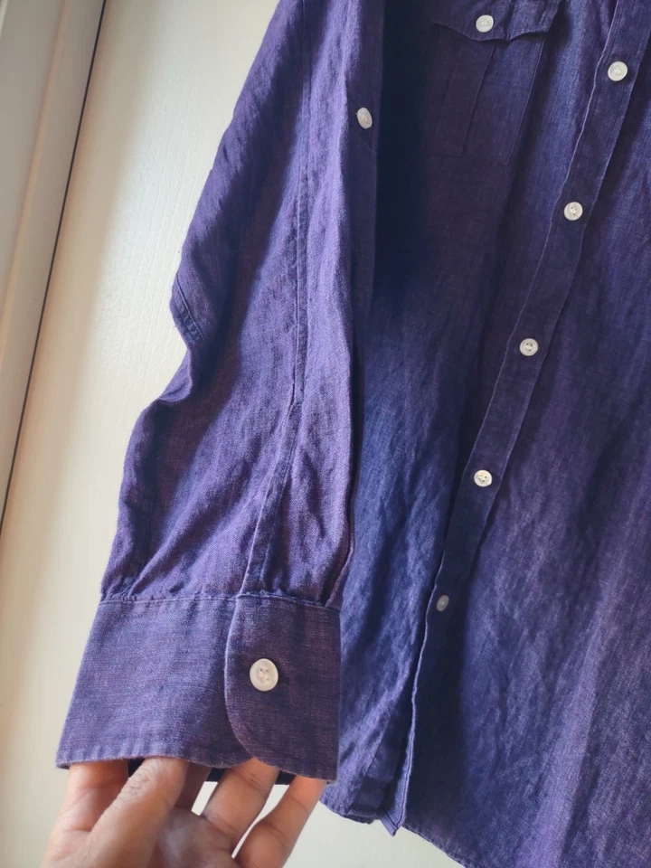 Camisa de vestir para hombre morada XL ajustada Murano Baird manga larga abotonada Foto 4 de 4