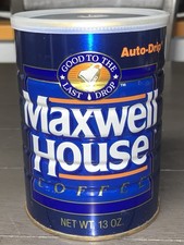 B2 VTG MAXWELL HOUSE COFFEE CAN EMPTY TIN W/LID 13oz GOOD TO THE LAST DROP
