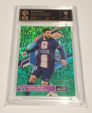 2022-23 Topps Finest UEFA Club Competitions Green Speckle Lionel Messi 086/125