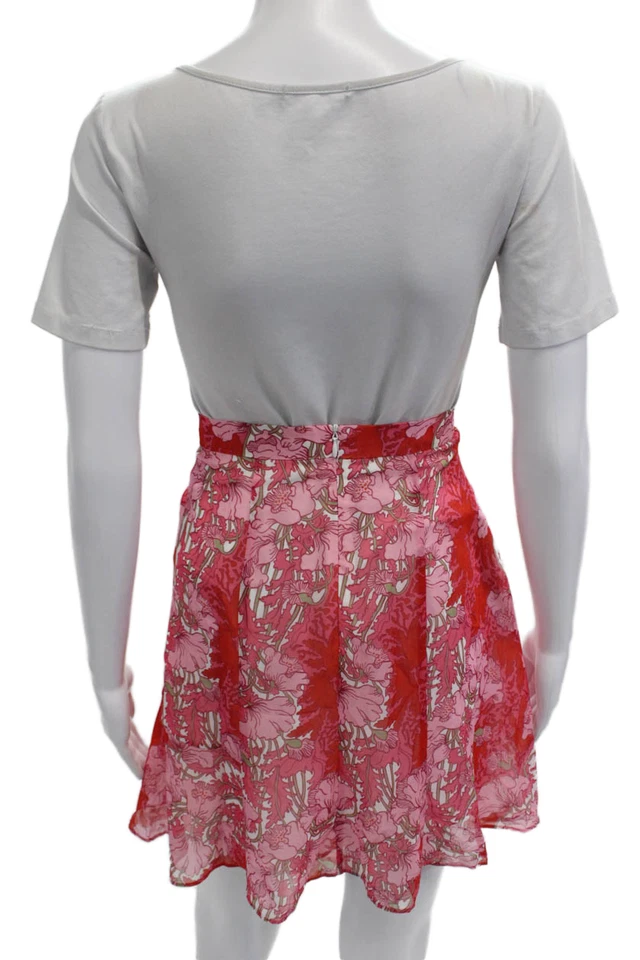 Minifalda Carven para mujer línea A rosa floral 100 % poliéster talla 34 Foto 3 de 4