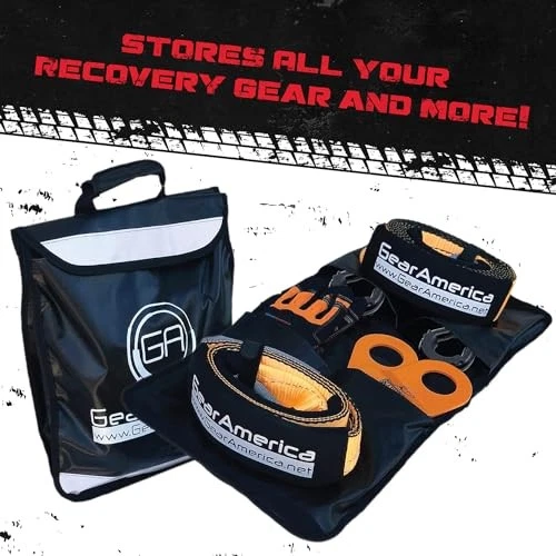 GearAmerica 越野恢复套件,9 吨,含牵引带,树 9 吨黑色 — 第 2/4 张图片