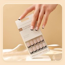 Press on Nails Short Square Light Pink Fake Nails Press on French Nail Tip 2Pack
