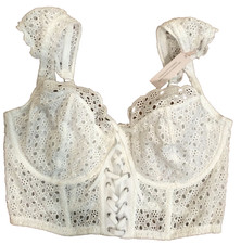  89 NEW Victorias Secret Dream Angels Eyelet Lace Unlined Corset Top Small White
