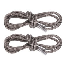 2pcs Rhinestone Shoe Laces 39" Length for Shorts Sneakers, Transparent Gray