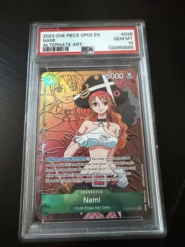 One Piece CCG Nami Alternate Art Op02-036 Paramount War Psa 10