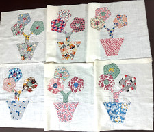LOT 39 QUILT BLOCKS - HAND STITCHED - GREAT VARIETY OF FLORAL MOTIFS 20's/30's