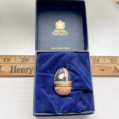 VTG HALCYON DAYS Tiny Egg Trinket Enamel Box May All Your Dreams Come True IOB