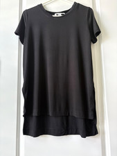 AMOUR VERT Soft Blouse Women's Size XS Black Hem Lower on Back Area Made in USA