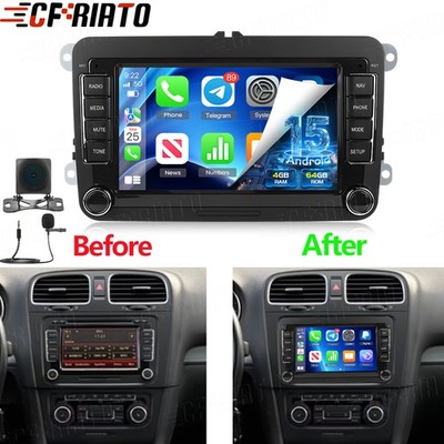 4+64GB Android15 Autoradio Stereo Carplay Navi Für VW GOLF V VI GOLF PLUS Kamera