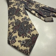 Christian Dior Men’s Neck Tie Tan Paisley 3.75 X 59 inches Silk Made in USA