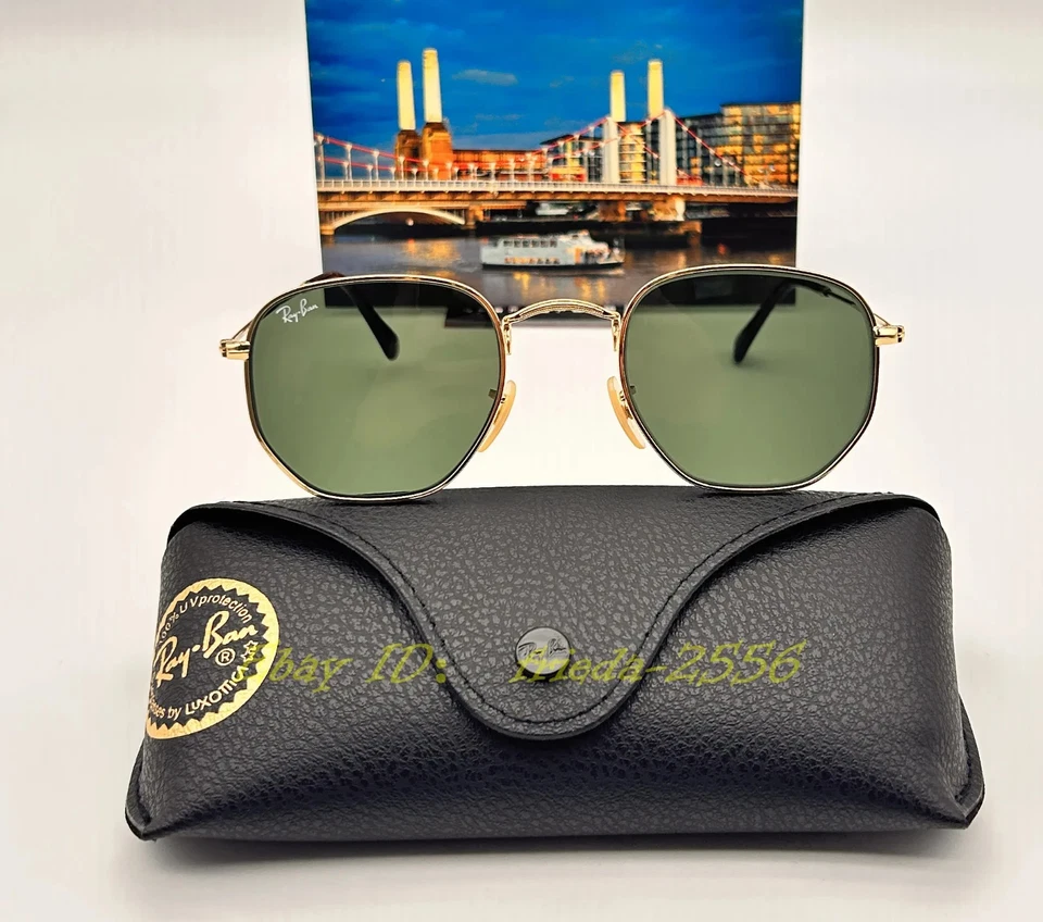 GAFAS DE SOL HEXAGONALES RAY-BAN RB3548N 51 MM VERDE LENTE G-15 MARCO DORADO UNISEX Foto 4 de 4