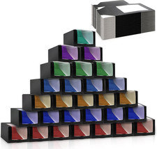 25 Pack Black Gift Boxes with Window for Hat, Paper Hat Display Case, Fold Stora