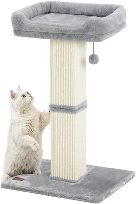32'' Cat Scratching Post for Indoor Cats, Sisal Cat Scratcher with Plush Perch, L