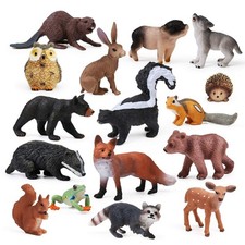 16 PCS Forest Animals Figures, Woodland Creatures Miniature Toys Kid Gift
