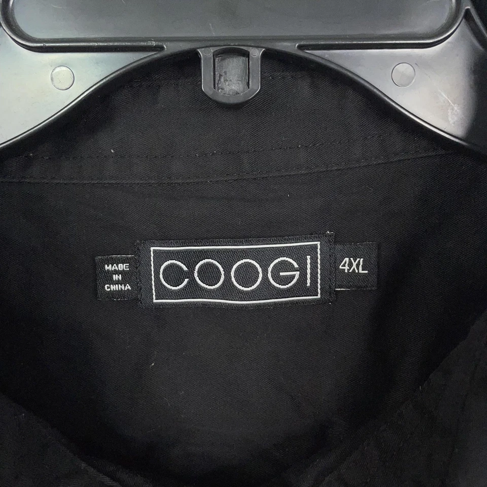 Coogi Shirt Mens 4XL Black Australia Embroidered Button Up Long Sleeve Military - Image 4 of 4