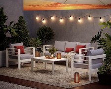 MeXo Gartenmöbel Set Aluminum Gartenset Sitzgruppe Lounge Gartengarnitur Weiß