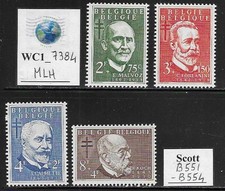 WC1_7384. BELGIUM. High values of 1955 PRO TUBERCOLISIS set.Scott B551-B554. MLH