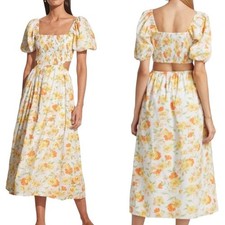 NWT Faithfull the Brand Loucetta Dress Palermo Floral Orange Print Size 2 XS