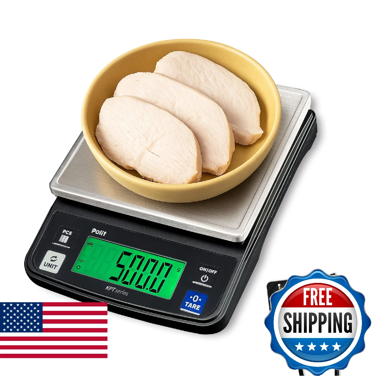 Polit KPT-EVO Digital Food Scale, 0.5g Precise, Rechargeable, Stainless
