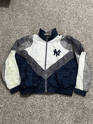 Vintage 90s New York Yankees MLB Pro Player Windbreaker Jacket Men XL Blue White