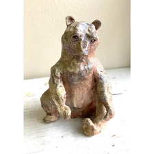Studio Pottery Hand Built Bear Sculpture Vintage MCM Modernist Figurine