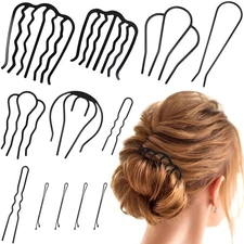 12 Pcs Hair Side Combs and Clips for Updo Bun, U Shape French Twist Pins for ...