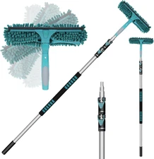 20 Feet High Reach Window Squeegee with 5-12Ft Extension Pole, Window Cleaner To