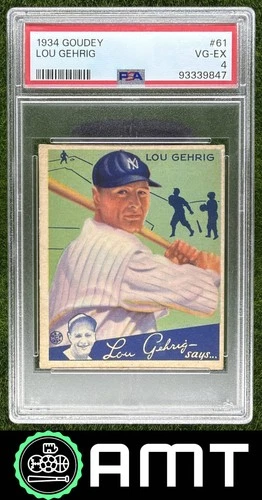 Lou Gehrig PSA 4 1934 Goudey R320 New York Yankees #61 9847 BEAUTIFUL