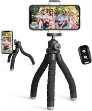 Phone Tripod, Portable and Flexible Tripods with Wireless Remote and Clip, Cell
