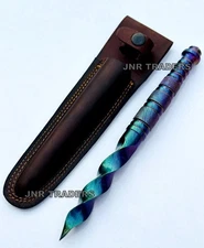 Handmade Damascus M48 Cyclone Knife Full Tang Spiral Tri Edge Dagger 10"
